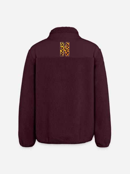 Neon-Leopardenmuster GelbOrange - Relaxed Fit Unisex Sherpajacke von Stanley/Stella - Maroon