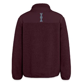 DNA Helix Pixel Art Blau - Relaxed Fit Unisex Sherpajacke von Stanley/Stella - Maroon - Hinten - AI Model Male 185 light (185cm)