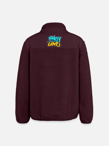 Party Love Graffiti Print - Relaxed Fit Unisex Sherpa Jacket by Stanley/Stella - maroon