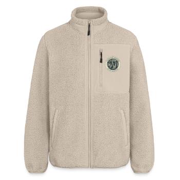 Hanging Around Is My Cardio - Relaxed Fit Unisex Sherpajacke von Stanley/Stella - Beige - Vorne - AI Model Male 178 light (178cm) & AI Model Female 172 light (172cm)