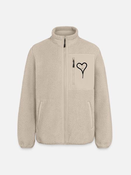 Heart balloon with face - Relaxed Fit Unisex Sherpa Jacket by Stanley/Stella - beige
