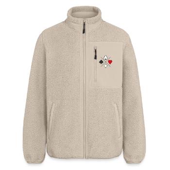 Minimalist Cross Cards - Relaxed Fit Unisex Sherpa Jacket by Stanley/Stella - beige - Front - AI Model Male 178 light (178cm) & AI Model Female 172 light (172cm)