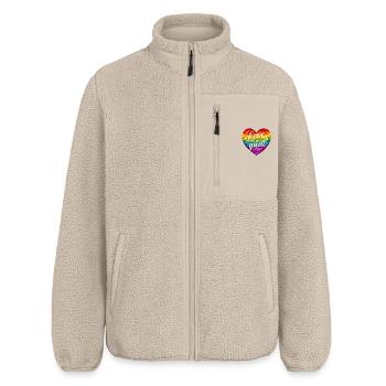 Liebe ist großartig! - Relaxed Fit Unisex Sherpajacke von Stanley/Stella - Beige - Vorne - AI Model Male 178 light (178cm) & AI Model Female 172 light (172cm)