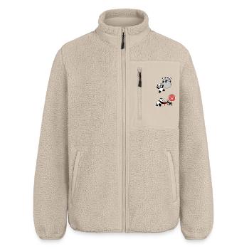 Pandas in Aktion Solidaritätsameise - Relaxed Fit Unisex Sherpajacke von Stanley/Stella - Beige - Vorne - AI Model Male 178 light (178cm) & AI Model Female 172 light (172cm)