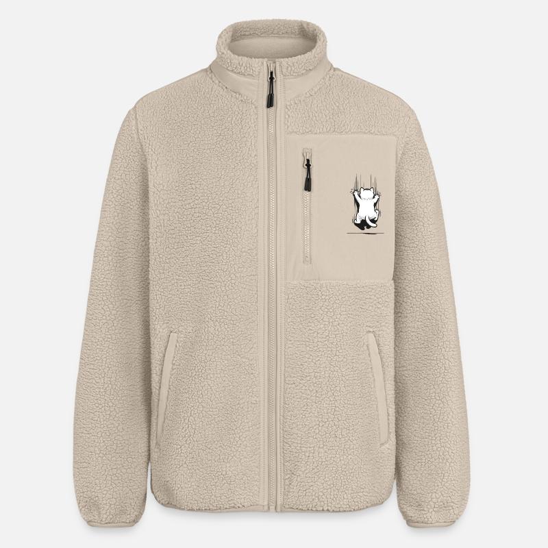 Cat Scratch Catlove Funny Animals - Relaxed Fit Unisex Sherpa Jacket by Stanley/Stella - beige
