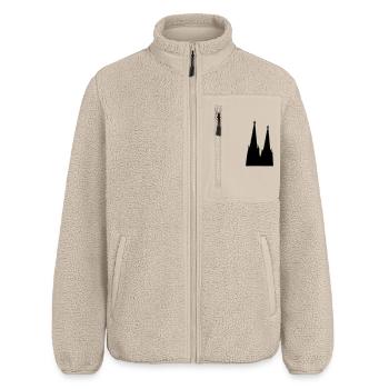 Der Kölner Dom in Köln - Relaxed Fit Unisex Sherpajacke von Stanley/Stella - Beige - Vorne - AI Model Male 178 light (178cm) & AI Model Female 172 light (172cm)