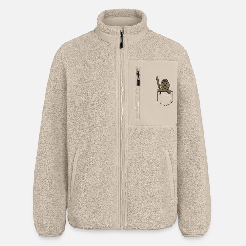 Chiot baseball dans la poche - Veste sherpa unisexe coupe décontractée Stanley/Stella - beige
