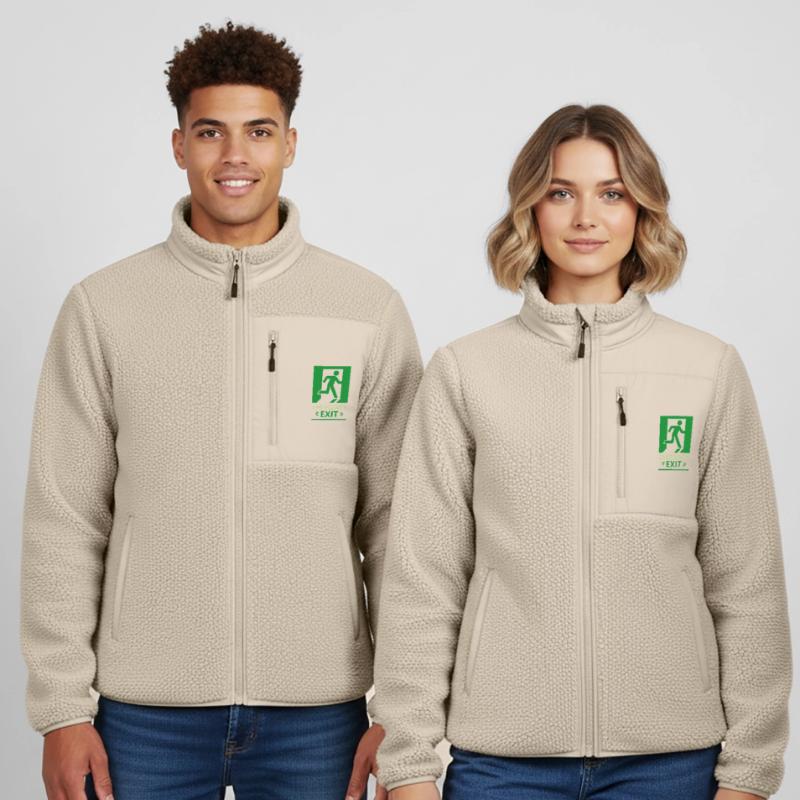 Emergency Exit Basic Green Relaxed Fit Unisex Sherpa Jacket by Stanley/Stella