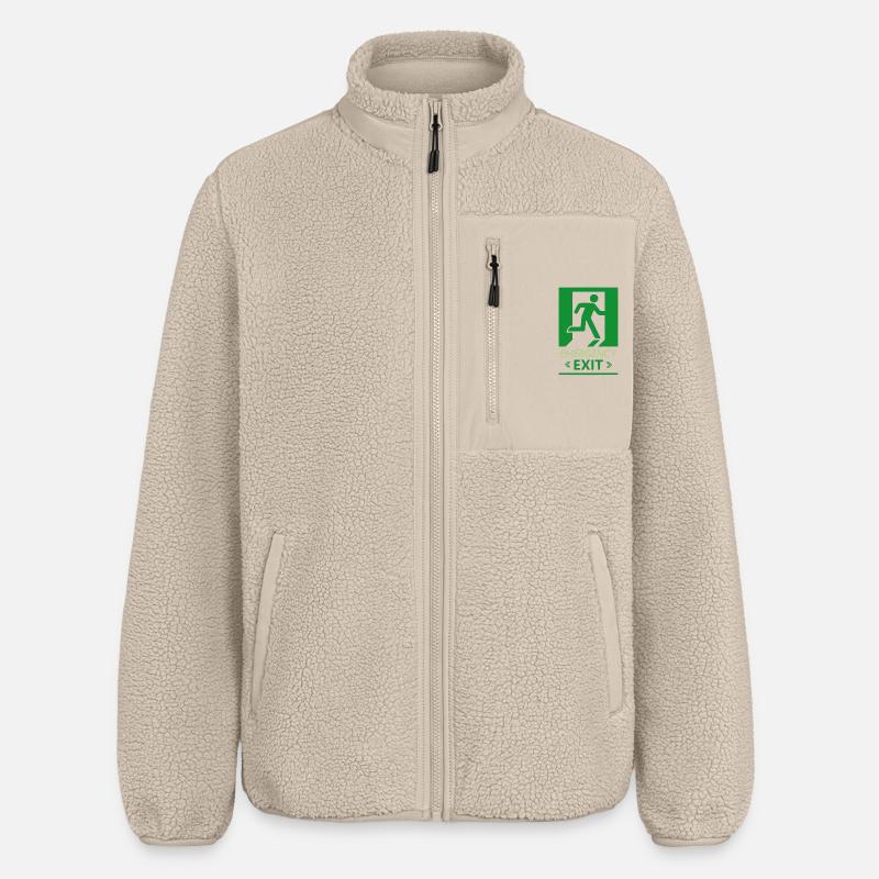 Emergency Exit Basic Green - Relaxed Fit Unisex Sherpa Jacket by Stanley/Stella - beige