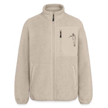 Petanque Spielerin Rechtshänderin - Relaxed Fit Unisex Sherpajacke von Stanley/Stella - Beige - Vorne - AI Model Male 178 light (178cm) & AI Model Female 172 light (172cm)