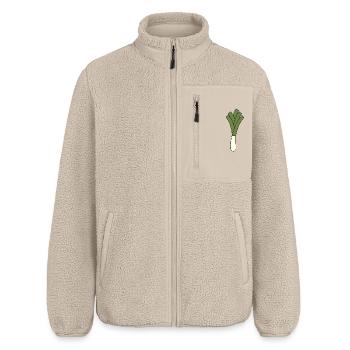 Leek - Relaxed Fit Unisex Sherpa Jacket by Stanley/Stella - beige - Front - AI Model Male 178 light (178cm) & AI Model Female 172 light (172cm)