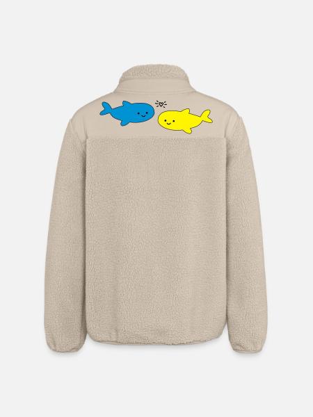 Fröhliche Fische Blau Gelb - Relaxed Fit Unisex Sherpajacke von Stanley/Stella - Beige