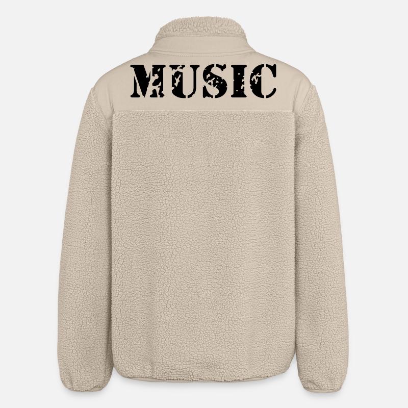 music as a stamp print design - Relaxed Fit Unisex Sherpa Jacket by Stanley/Stella - beige