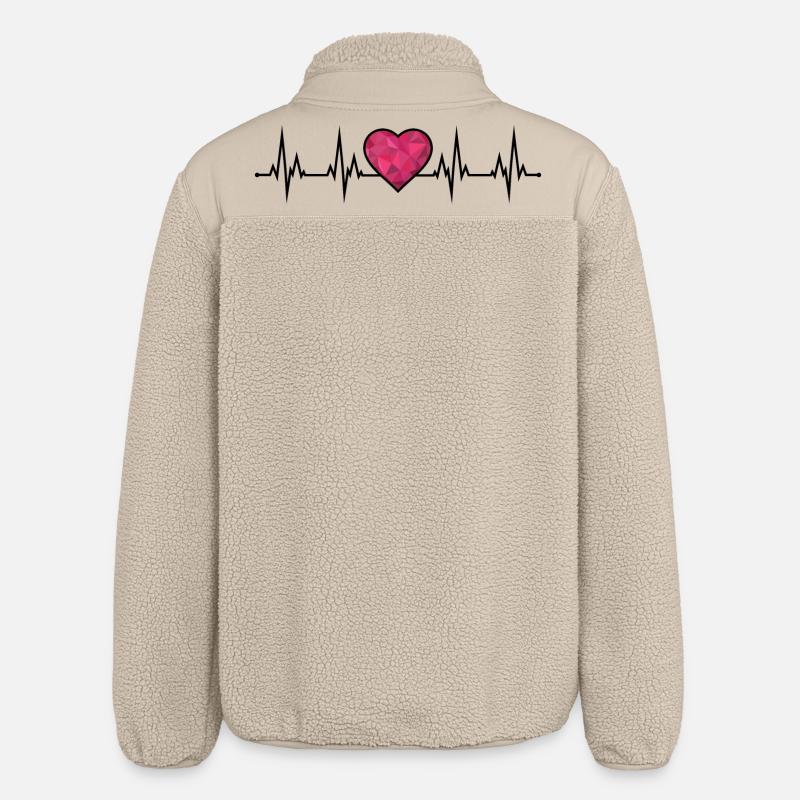 ECG du battement cardiaque - Veste sherpa unisexe coupe décontractée Stanley/Stella - beige