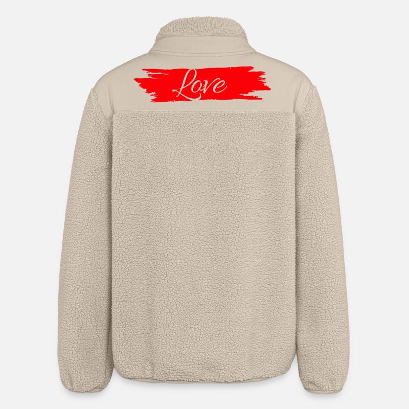 Love with red paint stripe # - Relaxed Fit Unisex Sherpa Jacket by Stanley/Stella - beige