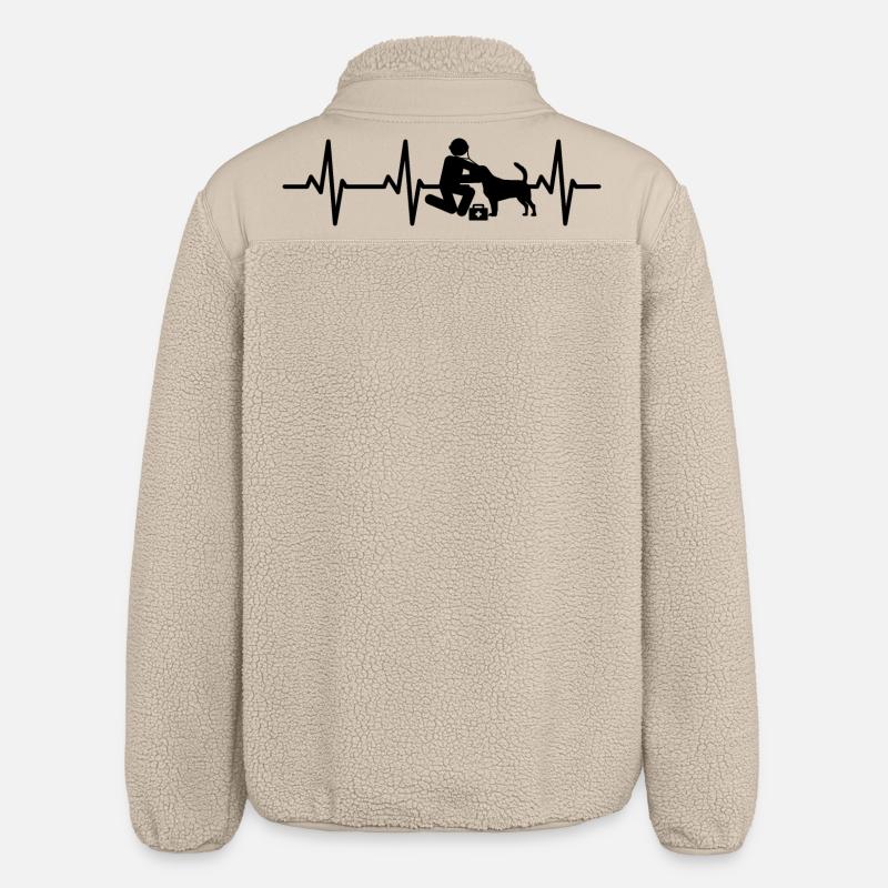 Veterinarian Stick Figure Palpitations - Relaxed Fit Unisex Sherpa Jacket by Stanley/Stella - beige