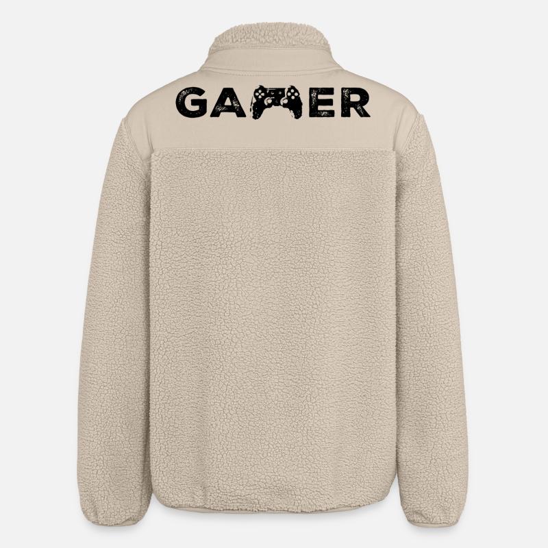 Gamer Controller Lettering Retro - Relaxed Fit Unisex Sherpa Jacket by Stanley/Stella - beige