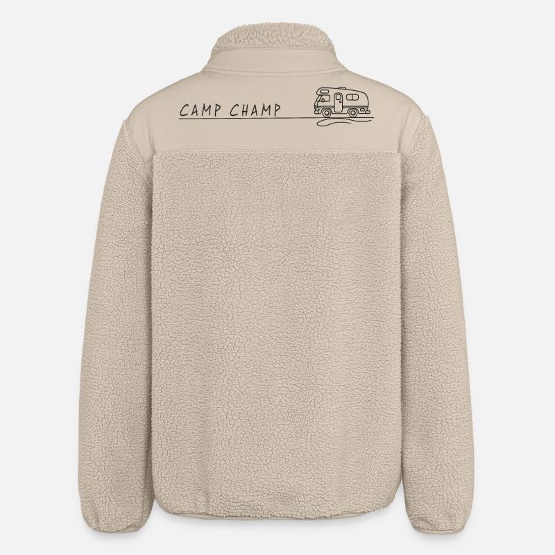 wohnmobil camp champ spruch camping - Relaxed Fit Unisex Sherpajacke von Stanley/Stella - Beige