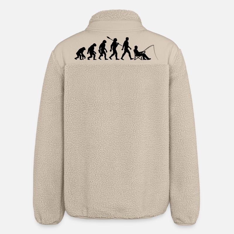 Evolution - Fishing, Angler Gift - Relaxed Fit Unisex Sherpa Jacket by Stanley/Stella - beige
