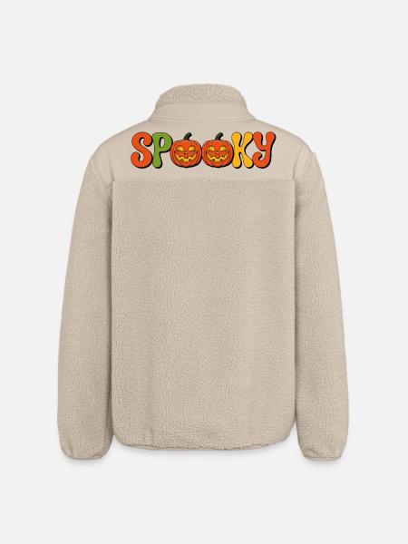 Spooky Pumpkin Lettering - Relaxed Fit Unisex Sherpa Jacket by Stanley/Stella - beige