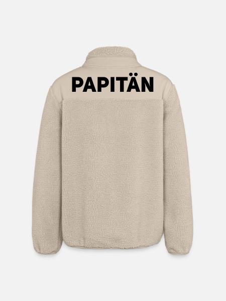 Papitän Funny Pun Capitaine Papa Ancre - Veste sherpa unisexe coupe décontractée Stanley/Stella - beige