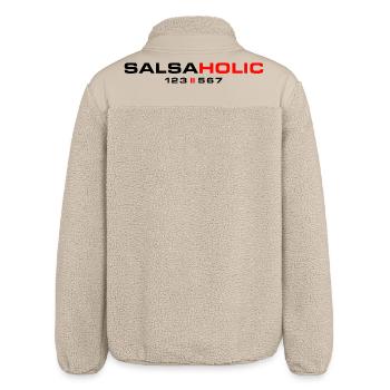 SALSAHOLIC 123-567 – Chemise de danse pour les fans de salsa - Veste sherpa unisexe coupe décontractée Stanley/Stella - beige - Dos