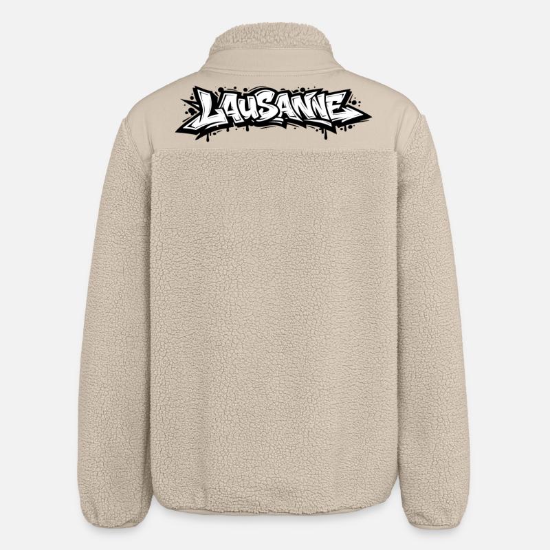 Lausanne Graffiti - Relaxed Fit Unisex Sherpajacke von Stanley/Stella - Beige