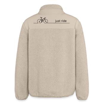 Just ride – Fahrrad Spruch mit One Line Grafik - Relaxed Fit Unisex Sherpajacke von Stanley/Stella - Beige - Hinten