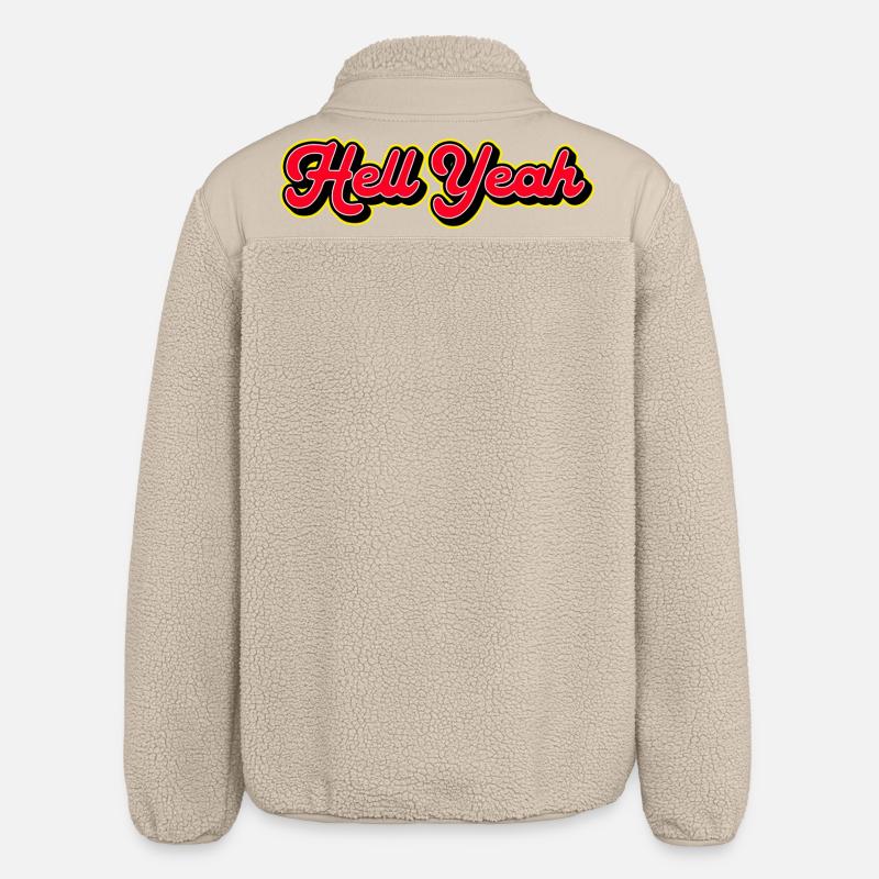 Hell Yeah 3D Retro Script - Relaxed Fit Unisex Sherpa Jacket by Stanley/Stella - beige