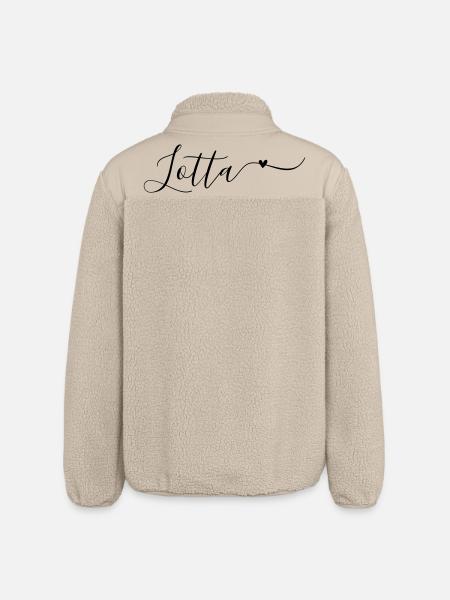 Lotta Name Vorname Dekorativ - Relaxed Fit Unisex Sherpajacke von Stanley/Stella - Beige