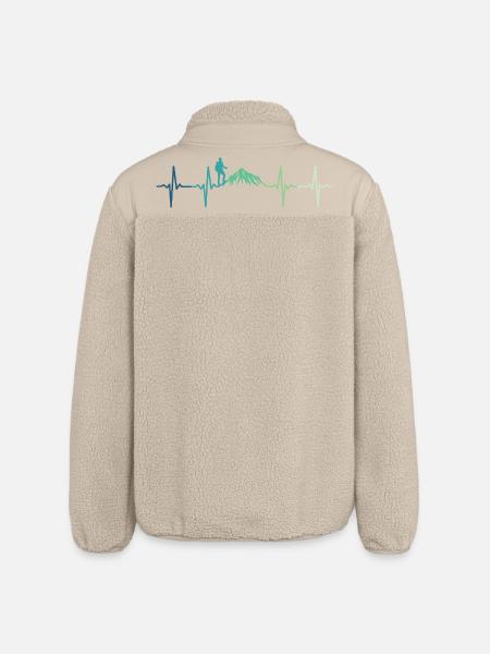 Mountain Heartbeat Hiking - Relaxed Fit Unisex Sherpa Jacket by Stanley/Stella - beige