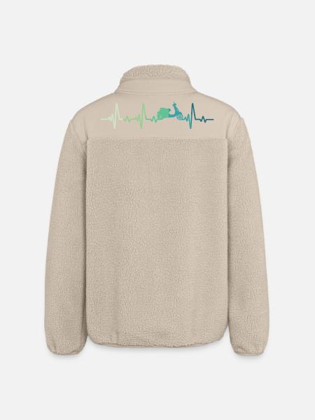Scooter-Herzschlag-Mopedroller - Relaxed Fit Unisex Sherpajacke von Stanley/Stella - Beige