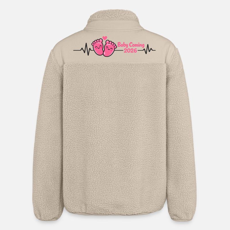 Mama 2026 Herzschlag Werdende Mutter 2026 - Relaxed Fit Unisex Sherpajacke von Stanley/Stella - Beige