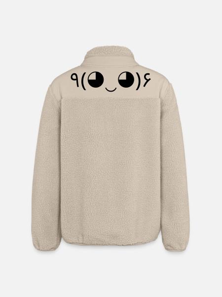 Cheers Emote ٩(◕‿◕)۶ Hooray Kaomoji - Relaxed Fit Unisex Sherpa Jacket by Stanley/Stella - beige
