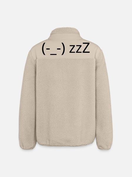 Sleeping Emote (-_-) zzZ Tired Kaomoji - Relaxed Fit Unisex Sherpa Jacket by Stanley/Stella - beige