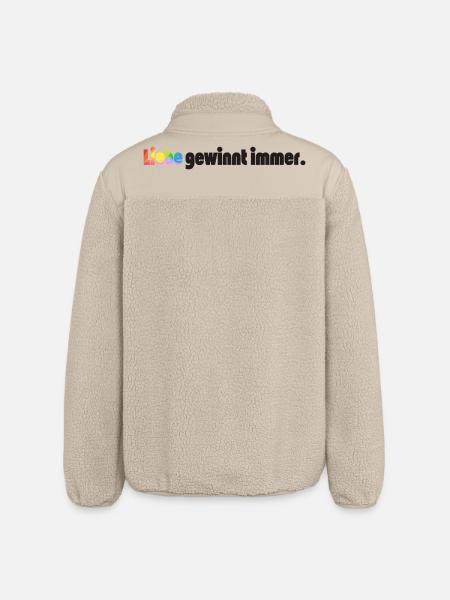 Liebe gewinnt immer Frieden Statement Vielfalt - Relaxed Fit Unisex Sherpajacke von Stanley/Stella - Beige