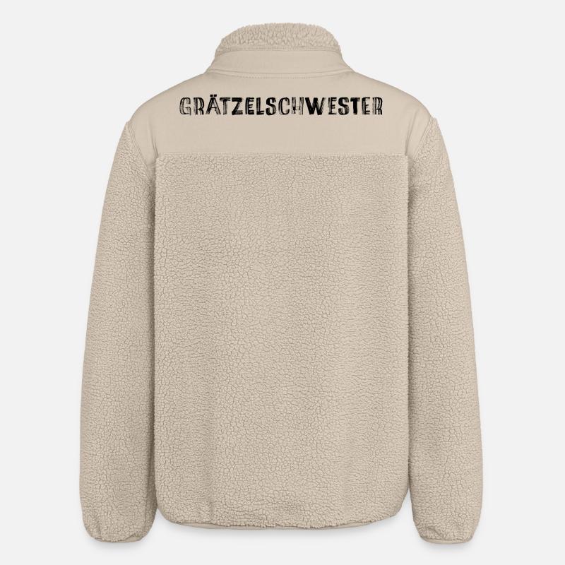 Grätzelschwester – Viennese dialect cult saying - Relaxed Fit Unisex Sherpa Jacket by Stanley/Stella - beige