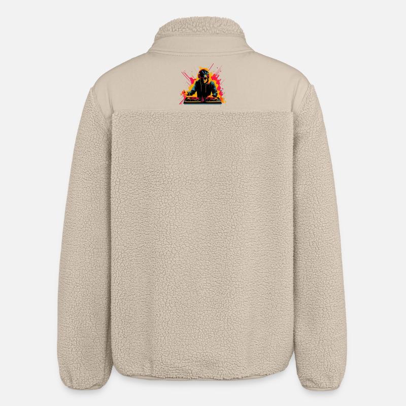 90's DJ Synthwave - Relaxed Fit Unisex Sherpa Jacket by Stanley/Stella - beige