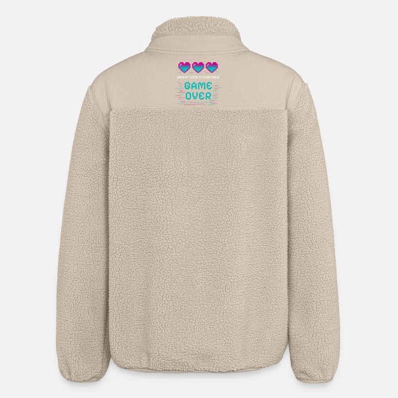 Retro Pixel Heart avec motif gaming - Veste sherpa unisexe coupe décontractée Stanley/Stella - beige
