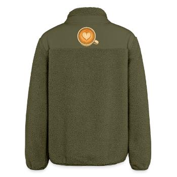 Herz Latte Art Kaffee Liebe Design - Relaxed Fit Unisex Sherpajacke von Stanley/Stella - Khaki - Hinten