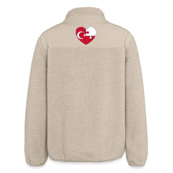 Puzzle Heart Flag Fusion - Relaxed Fit Unisex Sherpa Jacket by Stanley/Stella - beige - Back