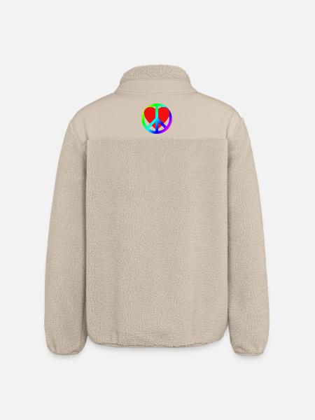 Heart Peace Rainbow Symbol - Relaxed Fit Unisex Sherpa Jacket by Stanley/Stella - beige