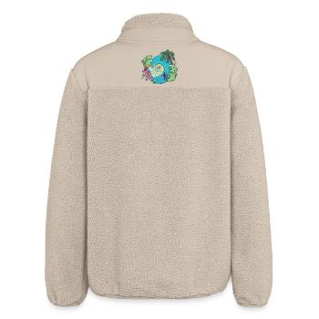 Tropical Ocean Wave with Palms – Summer Art - Relaxed Fit Unisex Sherpa Jacket by Stanley/Stella - beige - Back