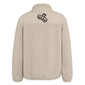 Fingerkreuz (Hände / Kreuz / Bibel / Religion, 1C) - Relaxed Fit Unisex Sherpajacke von Stanley/Stella - Beige - Hinten