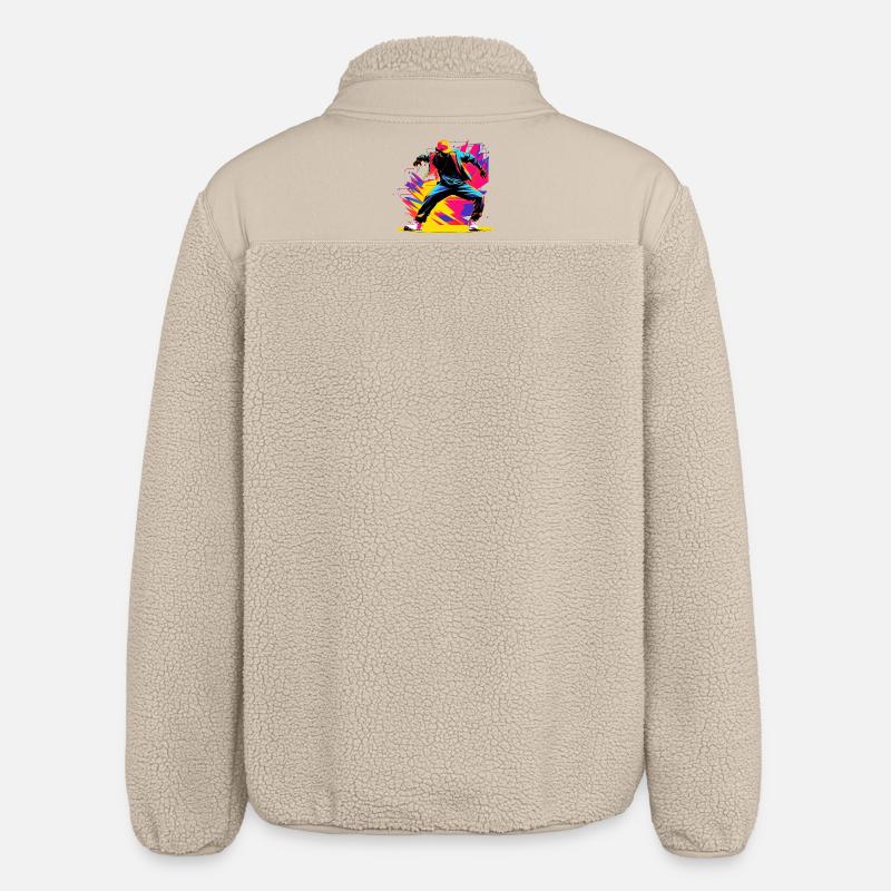 90er Farben Breakdancer - Relaxed Fit Unisex Sherpajacke von Stanley/Stella - Beige
