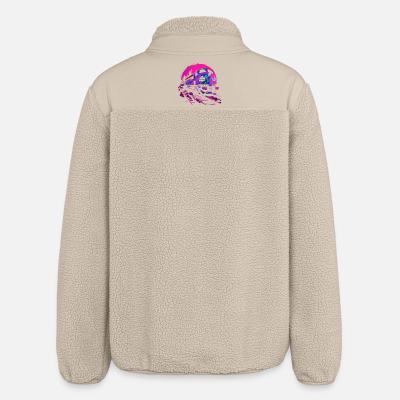 Retrowave Eisenbahn - Relaxed Fit Unisex Sherpajacke von Stanley/Stella - Beige