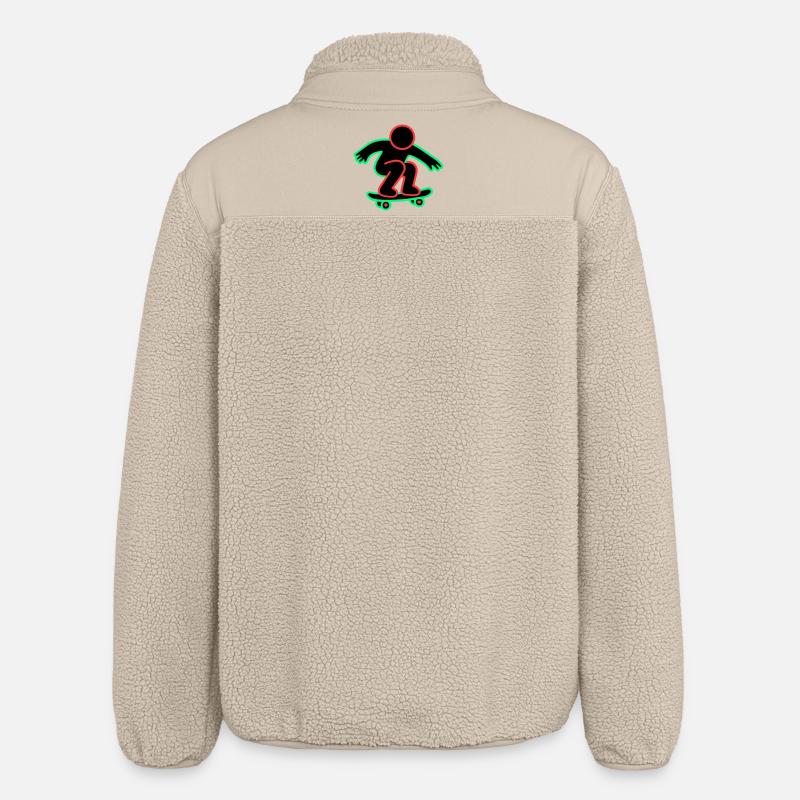 Dessin au trait de skateboarder néon - Veste sherpa unisexe coupe décontractée Stanley/Stella - beige