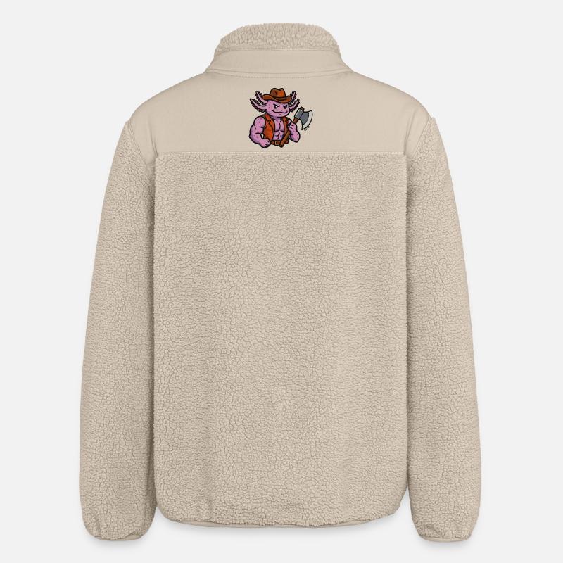 Goblinoid Aoxolotl Lumberjack Warrior - Relaxed Fit Unisex Sherpa Jacket by Stanley/Stella - beige
