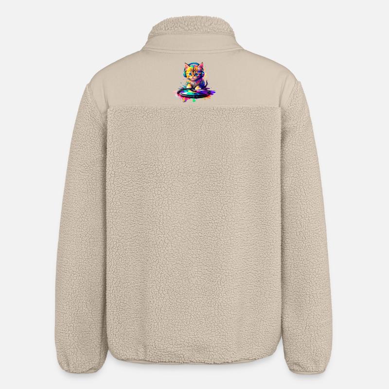 Chaton DJ - Arc-en-ciel 2 - Veste sherpa unisexe coupe décontractée Stanley/Stella - beige