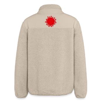 Red Covid molecule illustration - Relaxed Fit Unisex Sherpa Jacket by Stanley/Stella - beige - Back